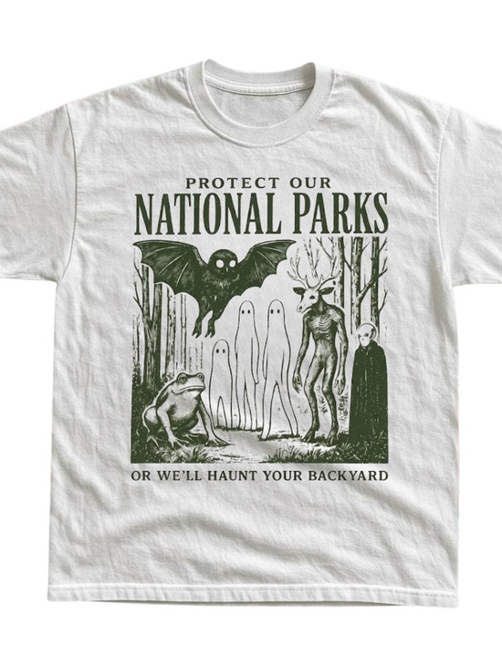 Gildan Other - Gildan Protect Our National Parks Graphic Tee - White with Forest Green Print